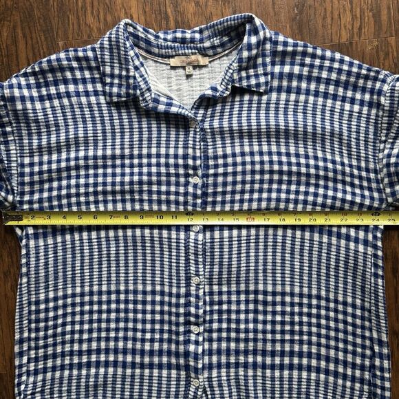 Casa Cabana Womens Gauze Button Up Shirt Size XL Blue White Gingham 100% Cotton - Picture 6 of 10